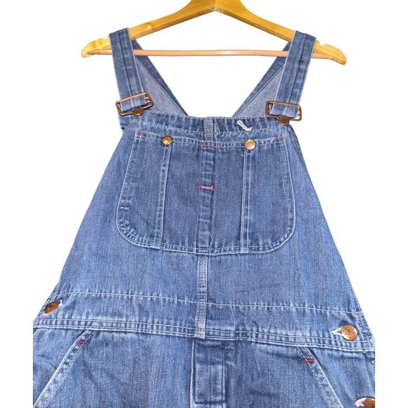 Vintage Big Mac Bib Overalls Men Medium Denim Square Bak Workwear USA Distressed - Picture 2 of 13